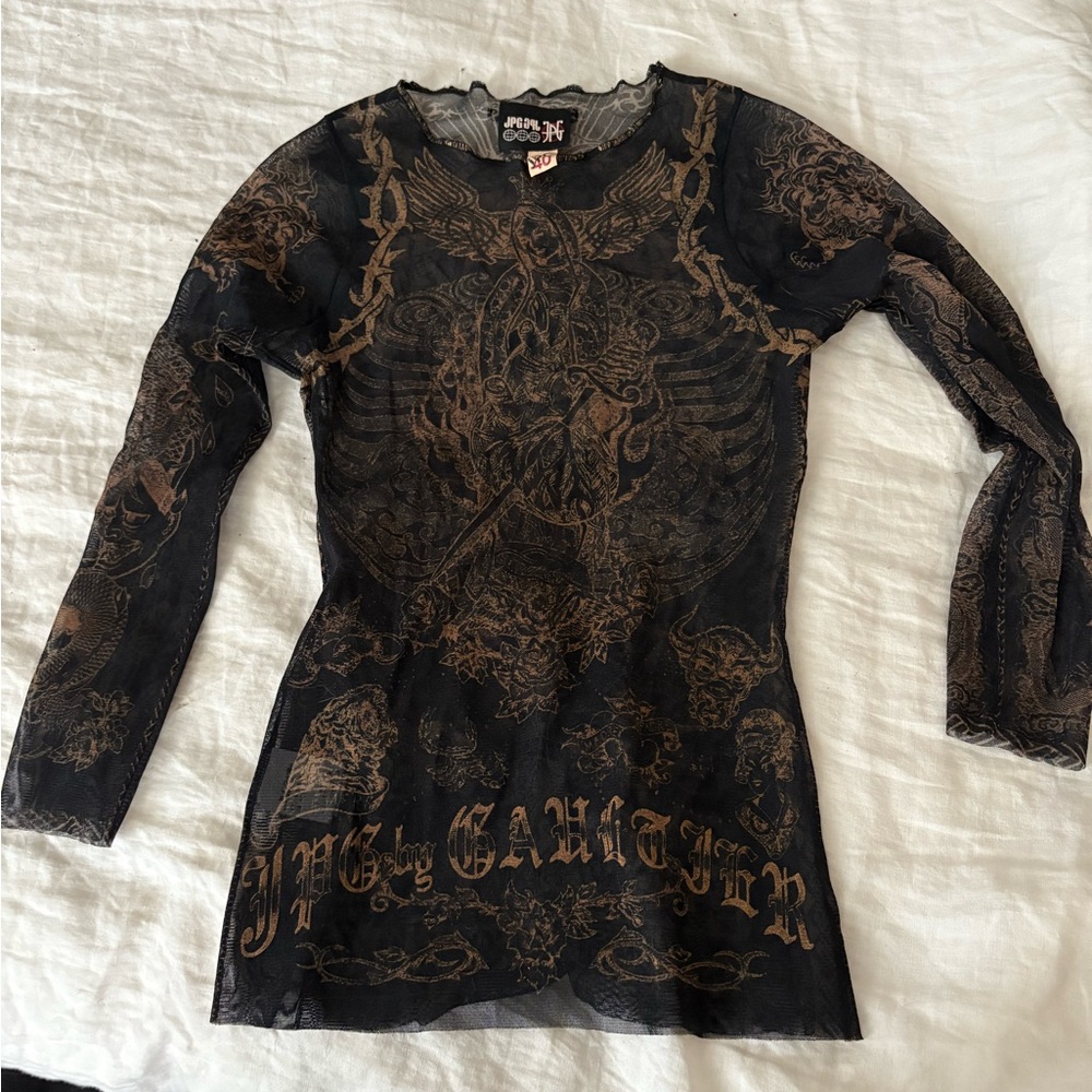 jean paul gaultier mesh tattoo top